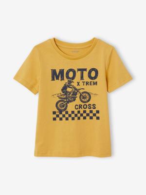 Basics jongensshirt met print op de voorkant okergeel