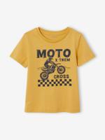 Basics jongensshirt met print op de voorkant okergeel - thumbnail