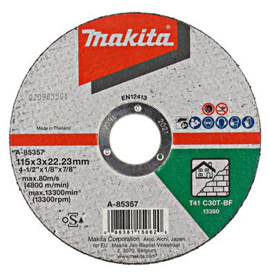 Makita Accessoires Doorslijpschijf 115x3,0mm steen - A-85357 - A-85357 Makita Accessoires Doorslijpschijf 115x3,0mm steen - A-85357 - A-85357