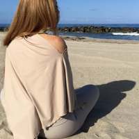 Yoga poncho kort 'Sukha' beige S/M - 110x38 cm - M - thumbnail