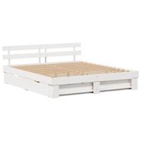 Bedframe met hoofdeinde Wit 180 x 200 cm Massief grenenhout - thumbnail