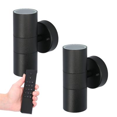 Set van 2 dimbare LED Wandlamp Blenda - 2700K warm wit- GU10 fitting - Up & Down light - IP44 waterdicht - Incl. dimmer met afstandsbediening