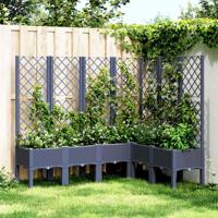 VidaXL Plantenbak met latwerk 160x120x142 cm polypropeen grijs - thumbnail