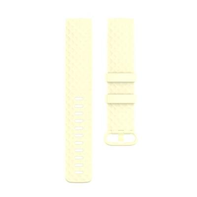 Fitbit Charge 3 & 4 siliconen diamant pattern bandje - Maat: Large - Lichtgeel - thumbnail
