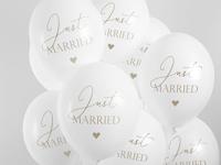 Pastel Ballonnen Bruiloft Puur Wit &apos;Just Married&apos; - 6 Stuks - thumbnail