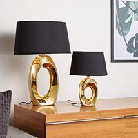 Trio Design tafellampTaba goud met zwarte lampenkap - R50511079 - thumbnail