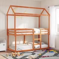Stapelbed met dak massief grenenhout wasbruin 75x190 cm - thumbnail