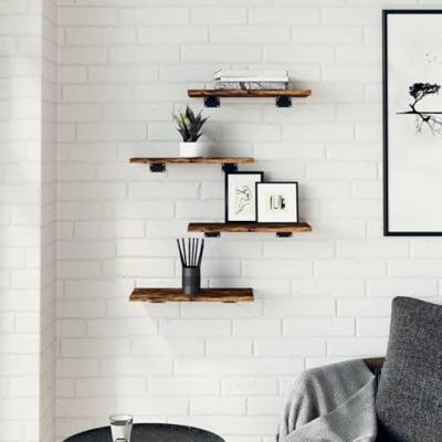 Wandschappen 4 st 40x20x1,5 cm bewerkt hout gerookt eikenkleur