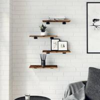 Wandschappen 4 st 40x20x1,5 cm bewerkt hout gerookt eikenkleur - thumbnail