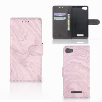 Wiko Lenny 2 Bookcase Marble Pink - Origineel Cadeau Vriendin - thumbnail