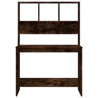 Bureau met schappen 102x45x148 cm bewerkt hout gerookt eiken - thumbnail