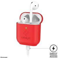 Staand hoesje voor AirPods 1 & 2 siliconen AirPods hoesje, zichtbaar oplaadbaar, extra grip hoogglans oppervlakteafwerking, compatibel met draadloos opladen - Rood - thumbnail