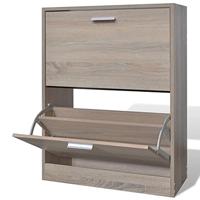 VidaXL Schoenenkast met 2 vakken eiken-look hout - thumbnail