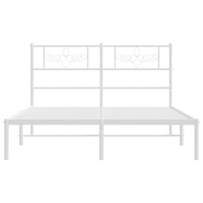 Bedframe met hoofdbord metaal wit 135x190 cm Bedframe met hoofdbord metaal wit 135x190 cm