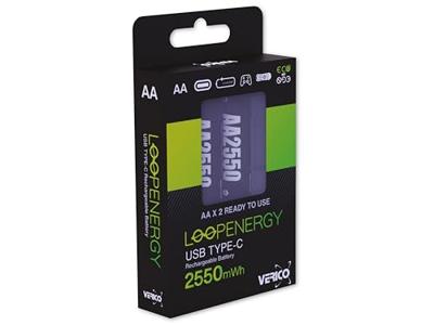 Verico LoopEnergy AA USB-C® 2550mWh Oplaadbare batterij (USB-C) Li-ion 1700 mAh 1.5 V 2 stuk(s) Verico LoopEnergy AA USB-C® 2550mWh Oplaadbare batterij (USB-C) Li-ion 1700 mAh 1.5 V 2 stuk(s)