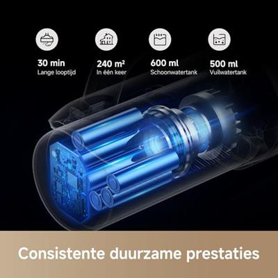 MOVA K30 - Nat- en droogzuiger - 180° vlak bereik - 18 kPa zuigkracht - Randreiniging - Drogen met hete lucht