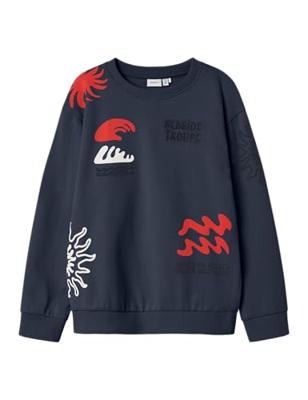 Name it zomer sweat shirt jongens - navy blauw - Nkmfesab