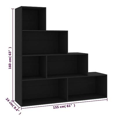 Boekenkast/kamerscherm 155x24x160 cm bewerkt hout zwart