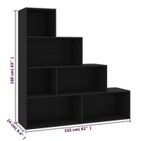 Boekenkast/kamerscherm 155x24x160 cm bewerkt hout zwart - thumbnail