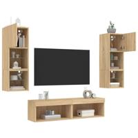 6-delige Tv-wandmeubelset met LED bewerkt hout sonoma eiken - thumbnail