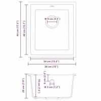 VidaXL Keukenwasbak wit 38 x 44 x 20 cm graniet - thumbnail