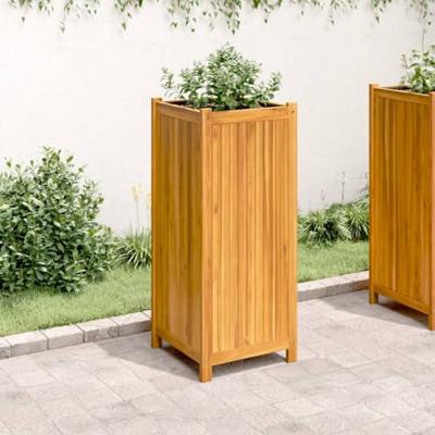 VidaXL Plantenbak met voering 42x42x100 cm massief acaciahout