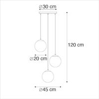 QAZQA Smart hanglamp zwart met smoke glas 3-lichts incl. Wifi ST64 - - thumbnail