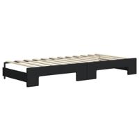 Slaapbank met onderschuifbed 80x200 cm stof zwart - thumbnail