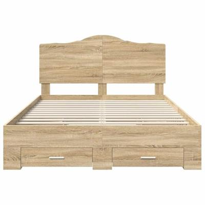Bedframe met hoofdeinde Sonoma Eiken 140 x 190 cm Bewerkt hout