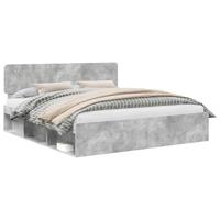 Bedframe met hoofdeinde Beton 180 x 200 cm Massief grenenhout - thumbnail