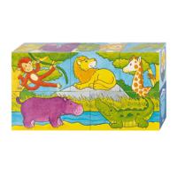 Goki houten blokpuzzel safari, 5st. - thumbnail