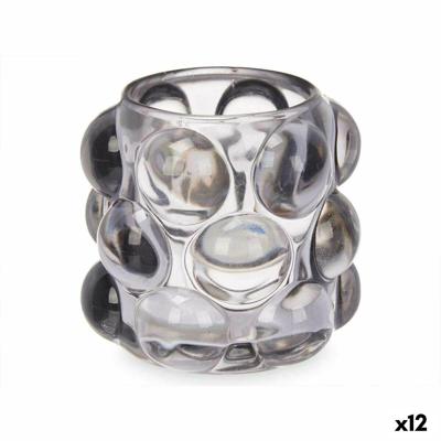 Kaarshouder Gift Decor Grijs Kristal 8,4 x 9 x 8,4 cm Microbolletjes (12 Stuks)