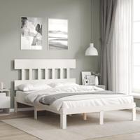 Bedframe zonder matras massief grenenhout wit 140x190 cm - thumbnail