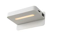 Lucide ATKIN - Bedlamp / Wandlamp - LED - 1x6W 3000K - Met USB oplaadpunt - Wit - thumbnail