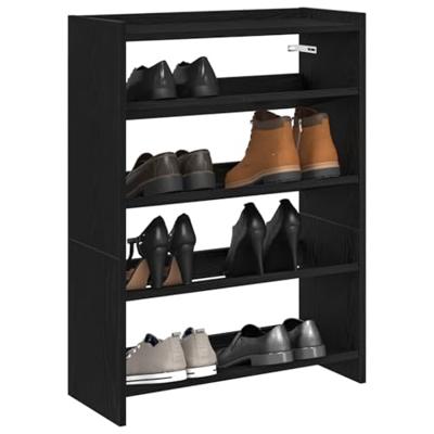 VidaXL Schoenenrek 60x25x81 cm bewerkt hout zwart VidaXL Schoenenrek 60x25x81 cm bewerkt hout zwart