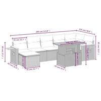 8-delige Loungeset met kussens poly rattan beige - thumbnail