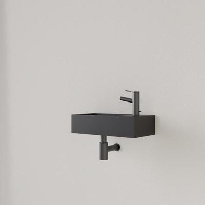 Fontein Gliss Design Nano 36x18x9 cm 1 Kraangat Rechts Mat Zwart