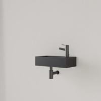 Fontein Gliss Design Nano 36x18x9 cm 1 Kraangat Rechts Mat Zwart - thumbnail
