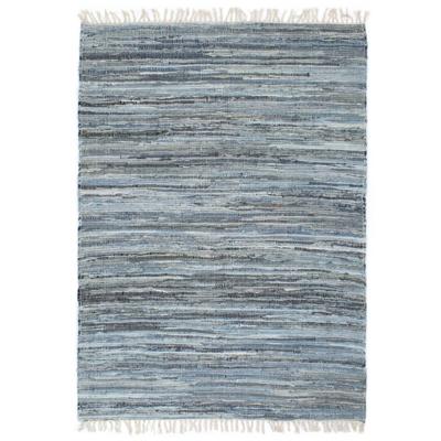 vidaXL Vloerkleed chindi handgeweven 80x160 cm denim blauw