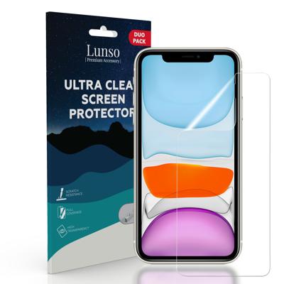 Lunso - Duo Pack (2 stuks) Beschermfolie - Full Cover Screen Protector - iPhone 11 Lunso - Duo Pack (2 stuks) Beschermfolie - Full Cover Screen Protector - iPhone 11