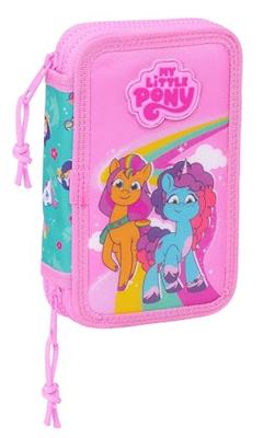 Dubbele etui My Little Pony Magic Roze Turkoois 12.5 x 19.5 x 4 cm 28 Onderdelen
