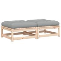 Tuinvoetenbanken 2 st met kussens massief grenenhout - thumbnail
