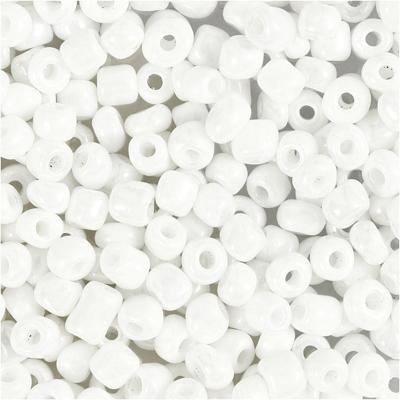 Creativ Company Rocailles, d 4 mm, afm 6/0, gatgrootte 0,9-1,2 mm, wit parelmoer, 25 gr/ 1 doos Creativ Company Rocailles, d 4 mm, afm 6/0, gatgrootte 0,9-1,2 mm, wit parelmoer, 25 gr/ 1 doos
