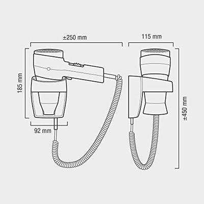 Valera Action Super Plus 1600 542.06/038A Haardroger met wandhouder Chroom, Wit - thumbnail