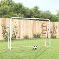 VidaXL Voetbaldoel met net 214x75x152 cm staal en polyester wit - thumbnail