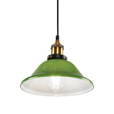 YWXLight LED industriële Edison Vintage stijl Hanging lamp groen smaragd glas hanger licht met E27 lamp (koud wit)