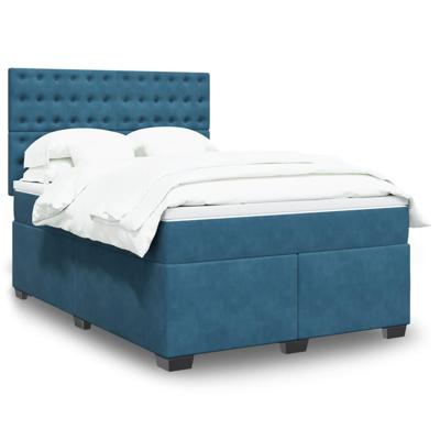 Boxspring met matras fluweel blauw 140x190 cm