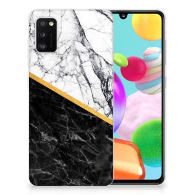 Samsung Galaxy A41 | TPU | Siliconen hoesje | Marmer Wit Zwart - Origineel Cadeau Man