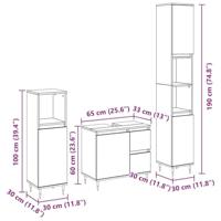Badkamermeubelset met lade 3 pcs Zwart Eiken 30 x 30 x 190 cm - thumbnail