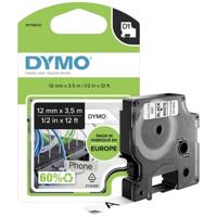 Labeltape Dymo LabelManager D1 nylon 12mm zwart op wit - thumbnail